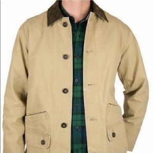 Orvis Barn Chore Quilted Olive Green With‎ Brown Corduroy Collar Coat Size XXL